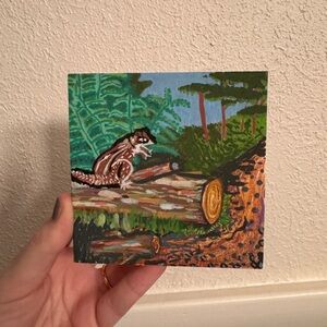 “Squirl man jones” original mini acrylic art painting 4x4”